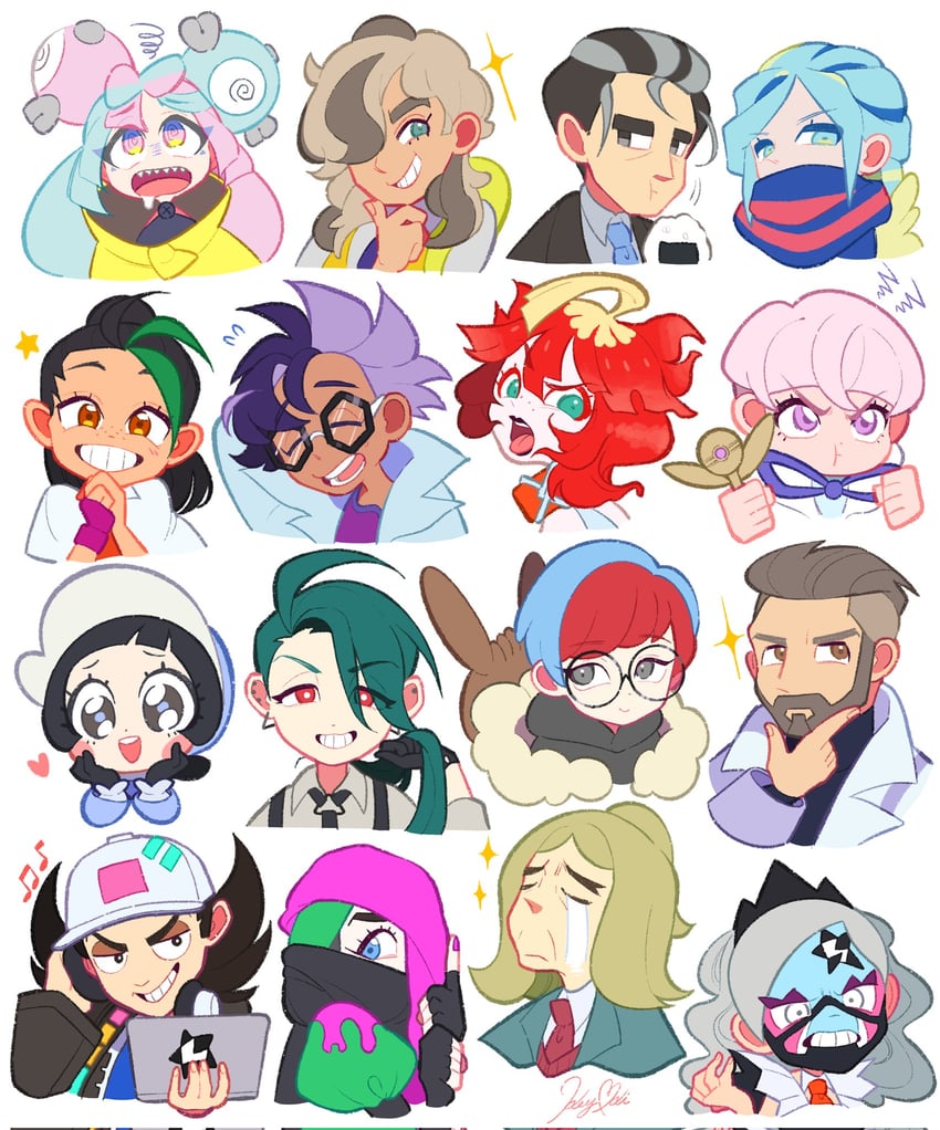 iono, rika, nemona, grusha, arven, and 11 more (pokemon and 1 more) drawn by keychi