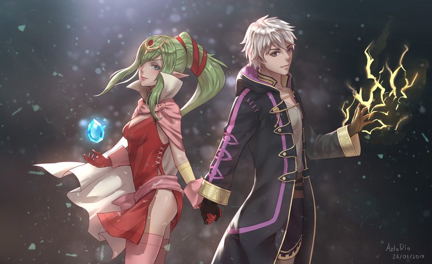 male robin and tiki (fire emblem and 3 more) drawn by aztodio