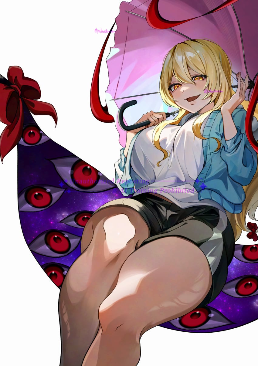 yakumo yukari and sans (touhou and 2 more) drawn by yahedanian