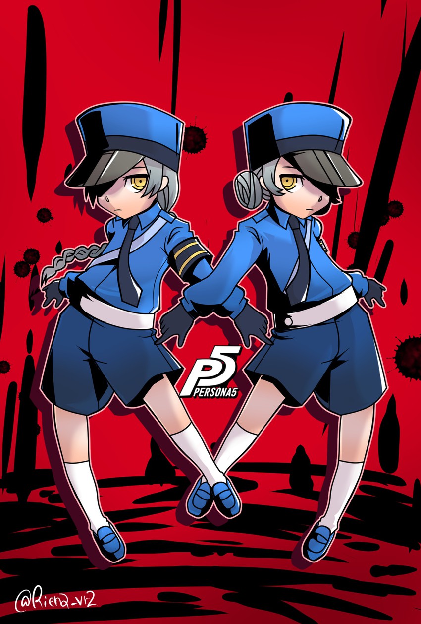 caroline and justine (persona and 1 more) drawn by @riena