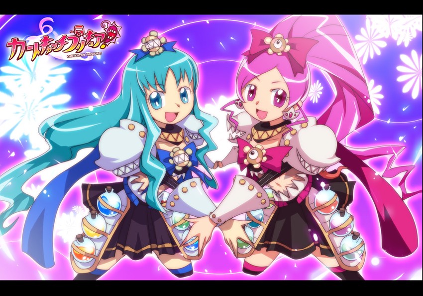kurumi erika, hanasaki tsubomi, cure marine, cure blossom, genetic, and 1 more (precure and 2 more) drawn by emon-yu