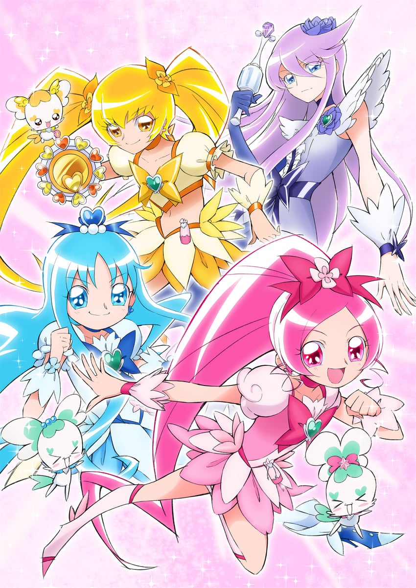kurumi erika, hanasaki tsubomi, tsukikage yuri, myoudouin itsuki, cure marine, and 6 more (precure and 1 more) drawn by aizawa_zawapo