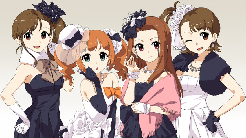 minase iori, takatsuki yayoi, futami mami, and futami ami (idolmaster) drawn by hisakawa_riho