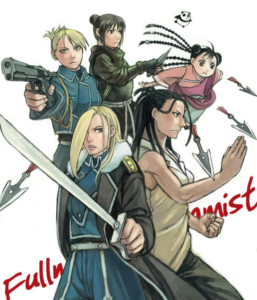 riza hawkeye, olivier mira armstrong, may chang, lan fan, xiao-mei, and 1 more (fullmetal alchemist) drawn by mukuo