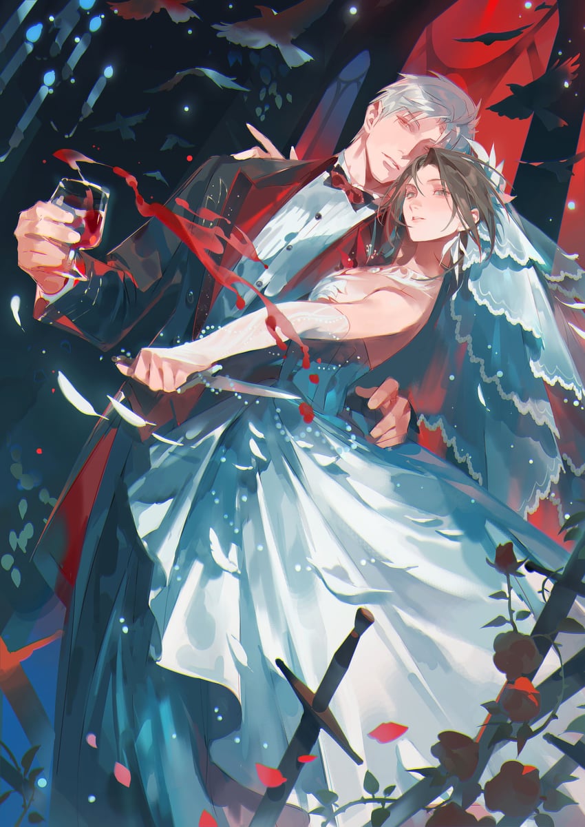 protagonist and sylus (love and deepspace) drawn by endofthepage