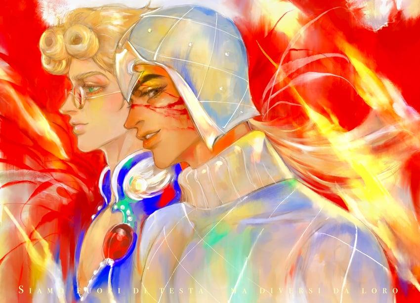 giorno giovanna and guido mista (jojo no kimyou na bouken and 1 more) drawn by a_io_u