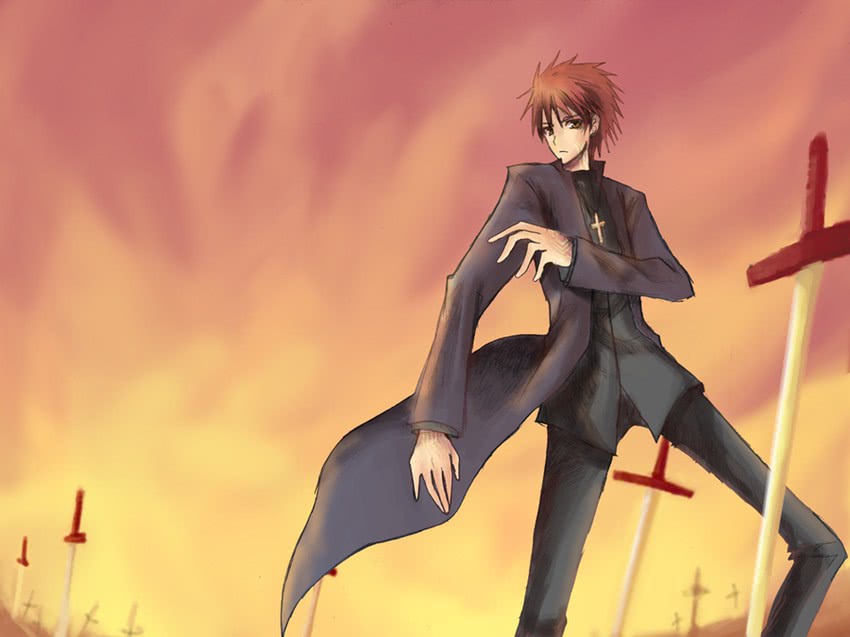 emiya shirou and kotomine shirou (fate and 1 more) drawn by kamino_(bbpn)