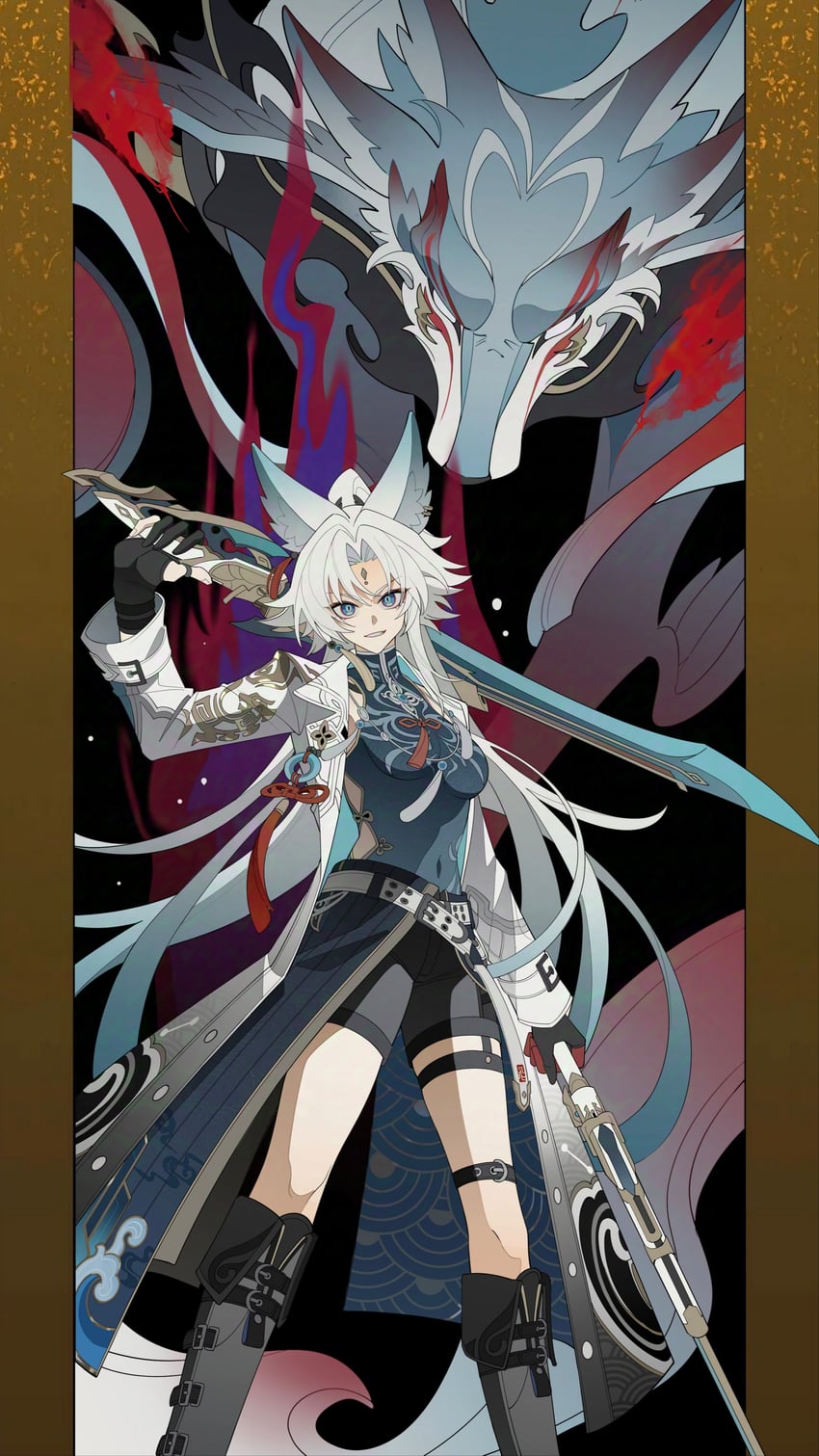 feixiao and ecliptic inner beast (honkai and 1 more) drawn by yuyouxing