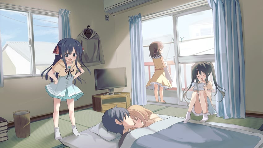seguchi asahi, seguchi saya, seguchi mahiru, seguchi yayoi, and onii-chan (onii-chan kiss no junbi wa mada desu ka?) drawn by takepoison
