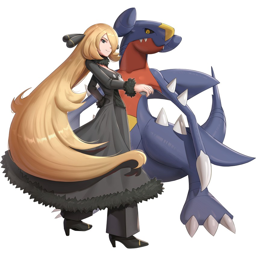 cynthia and garchomp (pokemon and 1 more) drawn by gonzarez