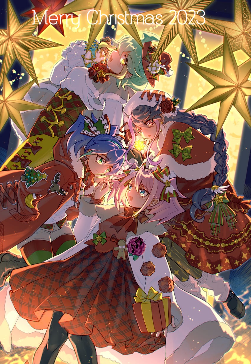hiiragi yuzu, serena, kurosaki ruri, bracelet girls, rin, and 1 more (yu-gi-oh! and 1 more) drawn by udoshiyo