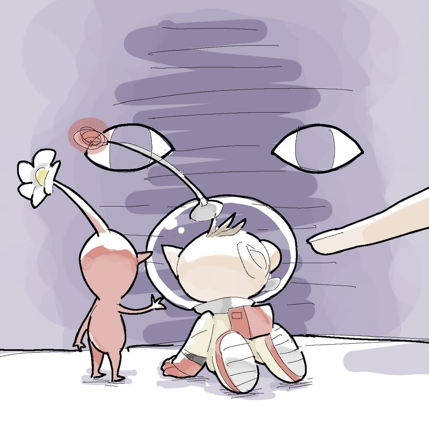red pikmin and olimar (pikmin) drawn by chikin_(toritoritori09)