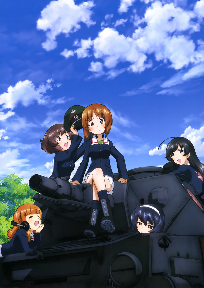 nishizumi miho, akiyama yukari, takebe saori, reizei mako, isuzu hana, and 1 more (girls und panzer)
