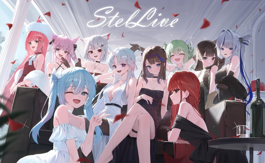 akane lize, tenko shibuki, airi kanna, shirayuki hina, neneko mashiro, and 5 more (stellive) drawn by huhi_(huhi_1211)