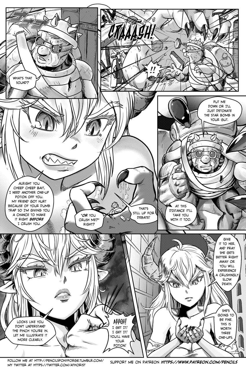 bowsette, lakitu, jugem, and giga bowser (mario and 2 more) drawn by tony_kuusisto