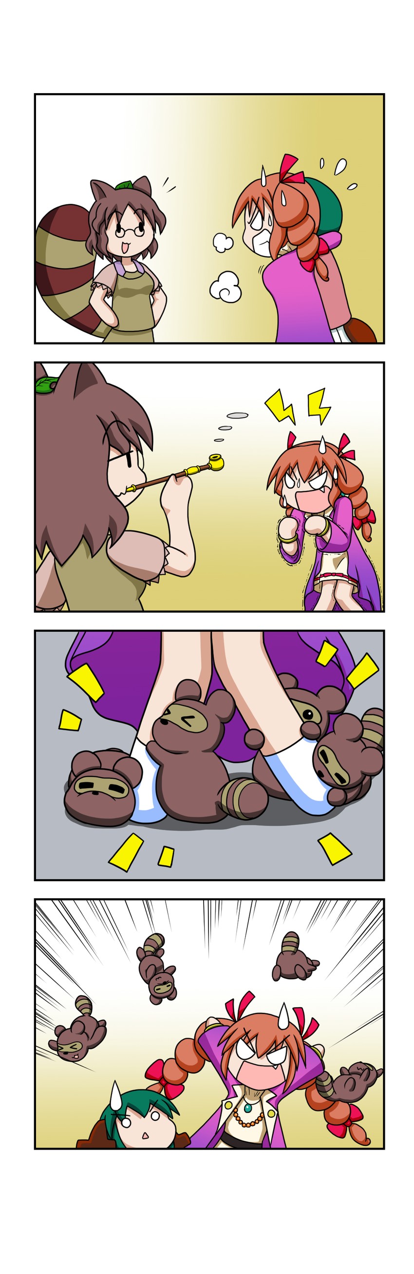kasodani kyouko, futatsuiwa mamizou, and yorigami jo'on (touhou) drawn by rakugaki-biyori