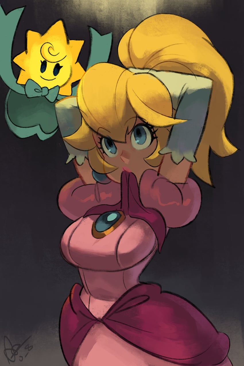 princess peach and stella (mario and 1 more) drawn by alex_ahad