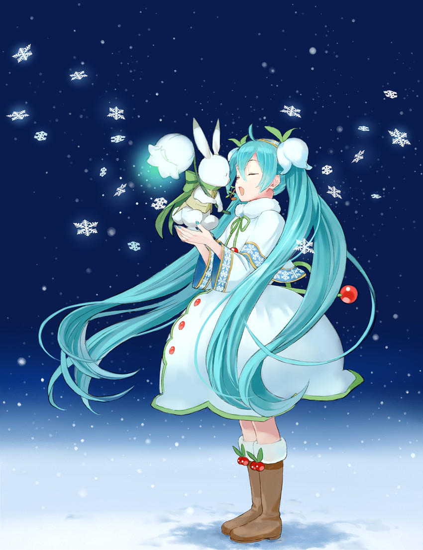 hatsune miku, yuki miku, and rabbit yukine (vocaloid) drawn by habuki