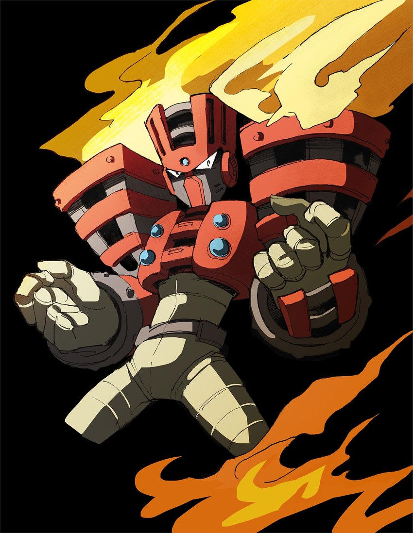 torch man (mega man and 1 more) drawn by norue