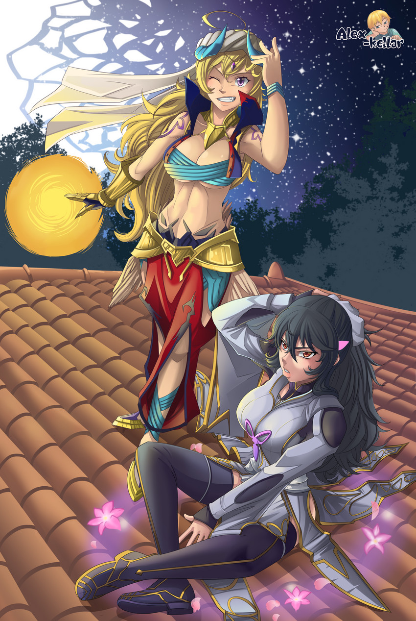 yang xiao long, merlin, gilgamesh, and raven branwen (fate and 4 more) drawn by alex_kellar