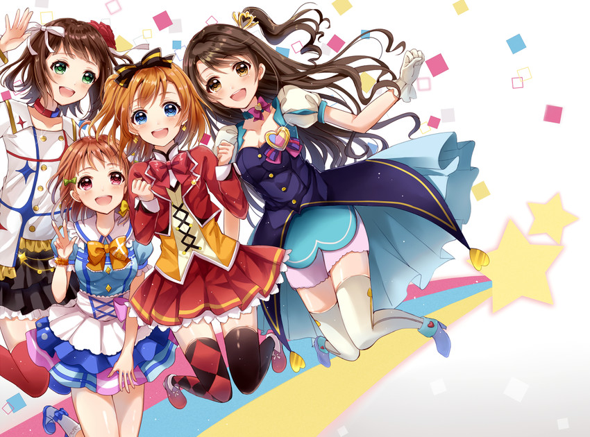amami haruka, kosaka honoka, shimamura uzuki, and takami chika (idolmaster and 5 more) drawn by sakura_hiyori