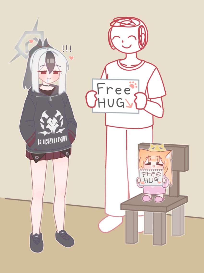 sensei, doodle sensei, mari, and kayoko (blue archive) drawn by horuhara