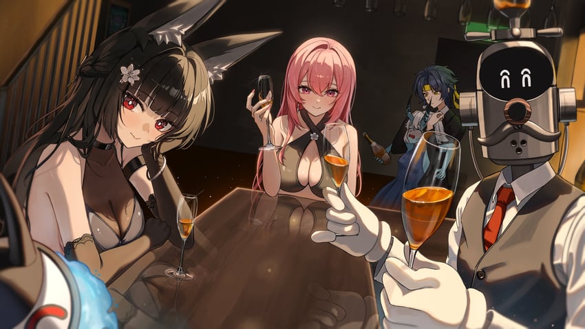 hoshimi miyabi, tsukishiro yanagi, soukaku, asaba harumasa, and tin master (zenless zone zero) drawn by rega