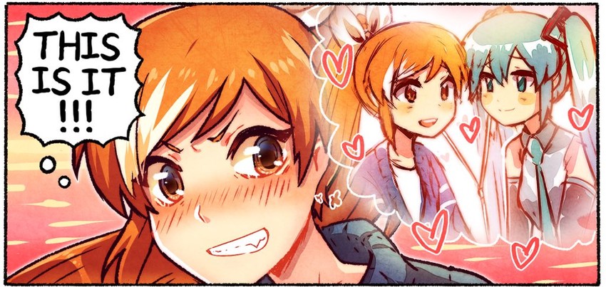 hatsune miku and hime (vocaloid and 1 more) drawn by kataro