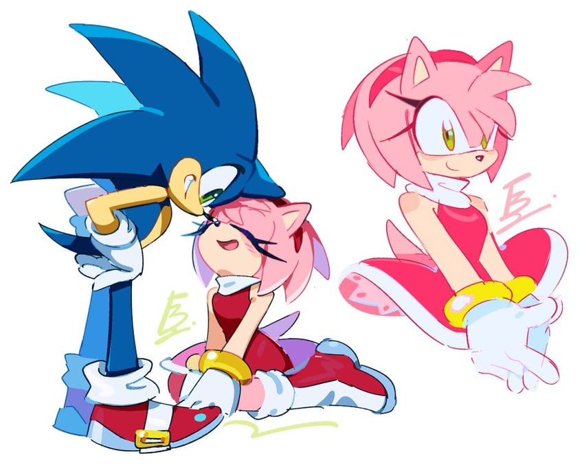 sonic the hedgehog and amy rose (sonic) drawn by weon1119