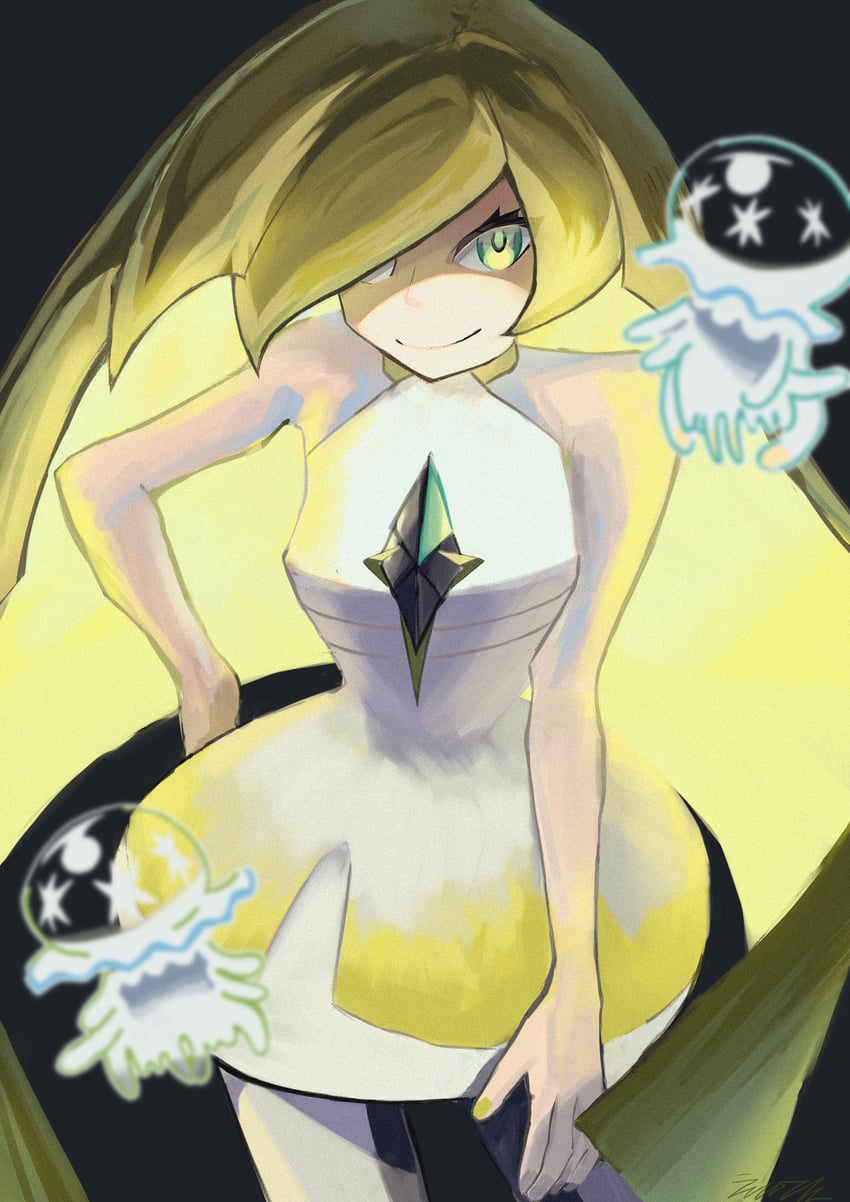 lusamine and nihilego (pokemon and 1 more) drawn by bakuros