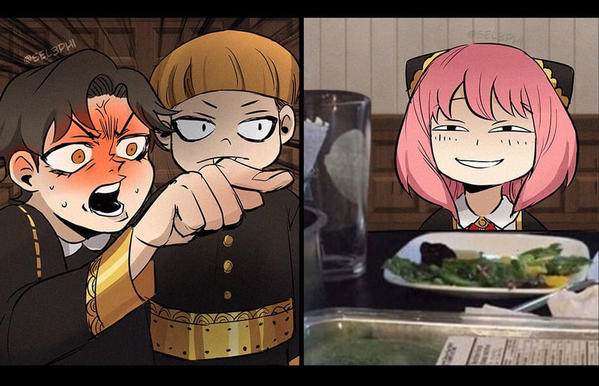 anya, damian desmond, and emile elman (spy x family) drawn by sel3phi