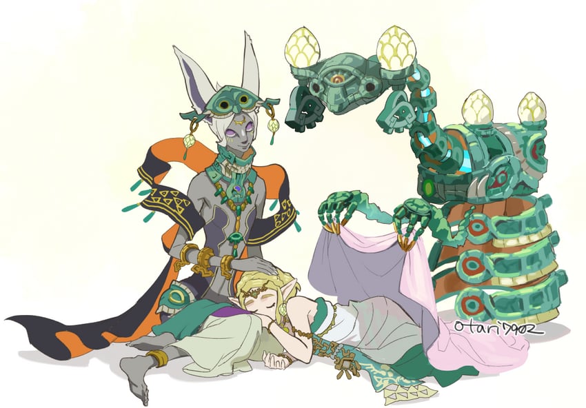 princess zelda, mineru, and steward construct (the legend of zelda and 1 more) drawn by indesign