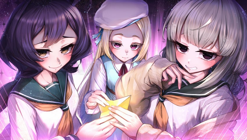 hiiragi utena, araga kiwi, and morino korisu (mahou shoujo ni akogarete) drawn by marutenmaruten