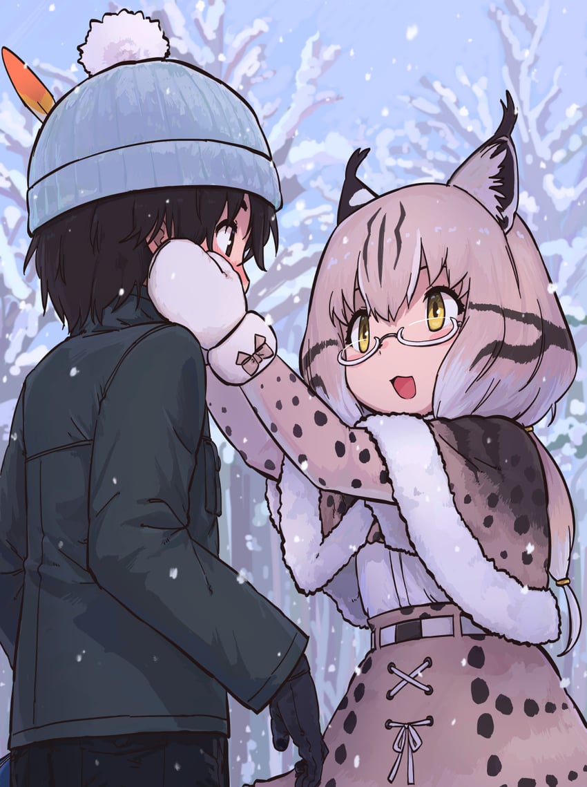 captain and eurasian lynx (kemono friends and 1 more) drawn by rumenia_(ao2is)