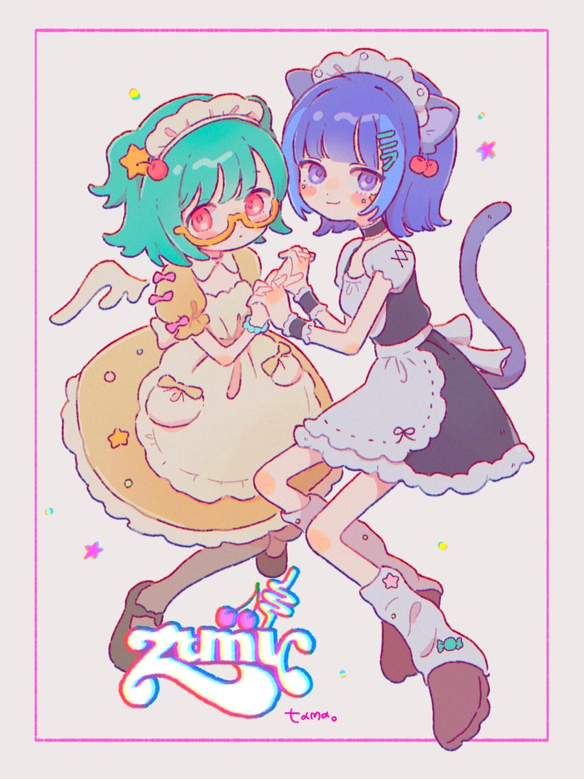 nira-chan and kira (zutto mayonaka de ii no ni and 1 more) drawn by tama_(odi_san_fairy)