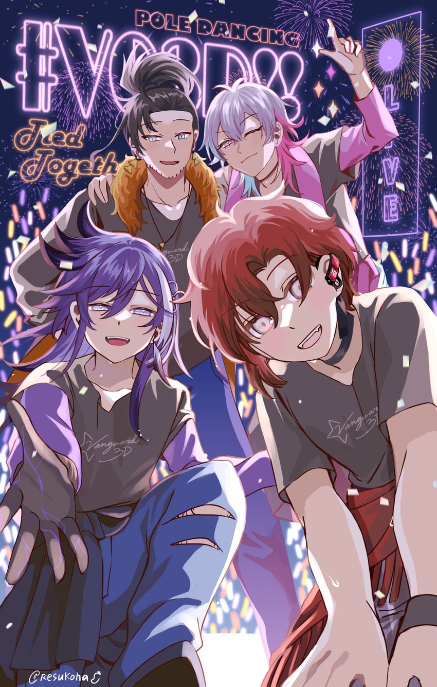 gavis bettel, machina x flayon, banzoin hakka, and josuiji shinri (holostars and 1 more) drawn by nasu_(resukoha)