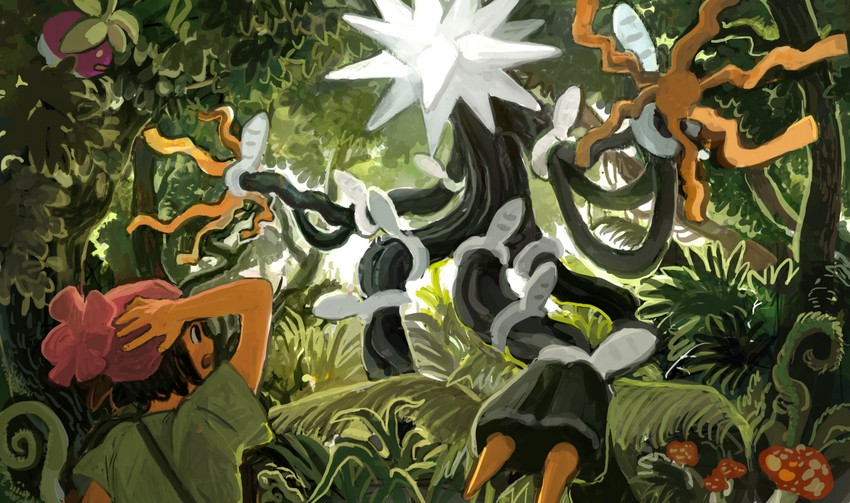 selene, bounsweet, and xurkitree (pokemon and 1 more) drawn by minahamu