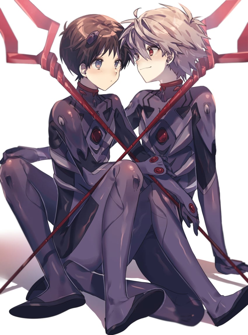 ikari shinji and nagisa kaworu (neon genesis evangelion and 2 more) drawn by shirasunuko