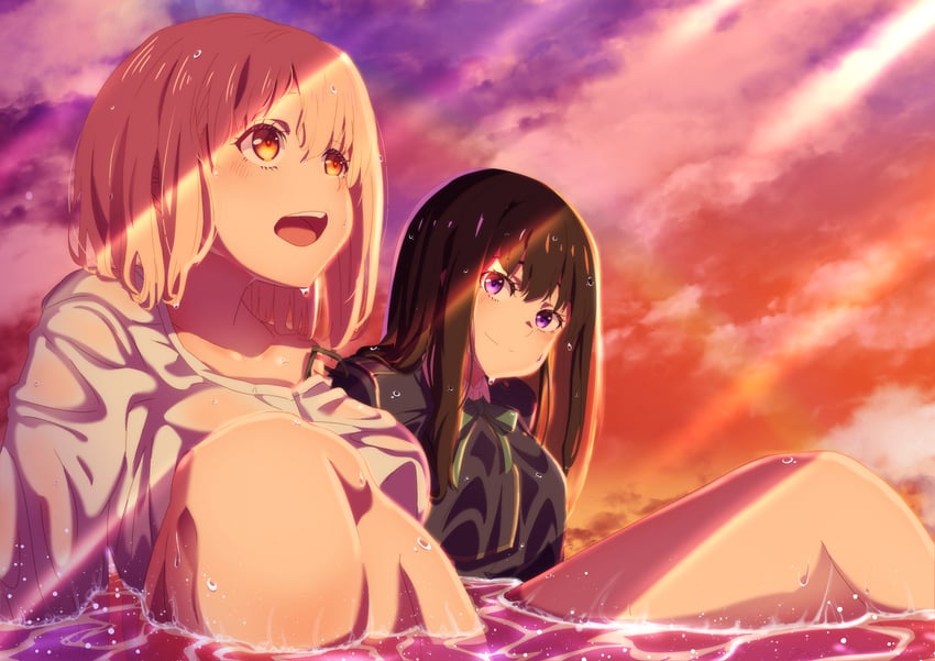 nishikigi chisato and inoue takina (lycoris recoil) drawn by grylls_kuma