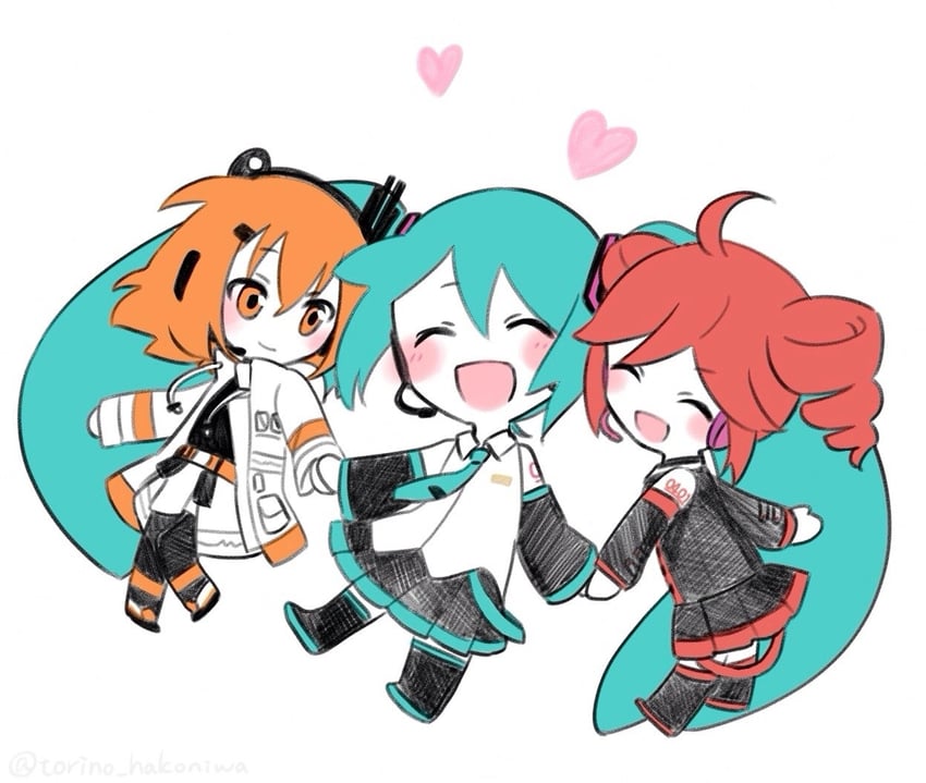 hatsune miku, kasane teto, and adachi rei (vocaloid and 2 more) drawn by amau_totori