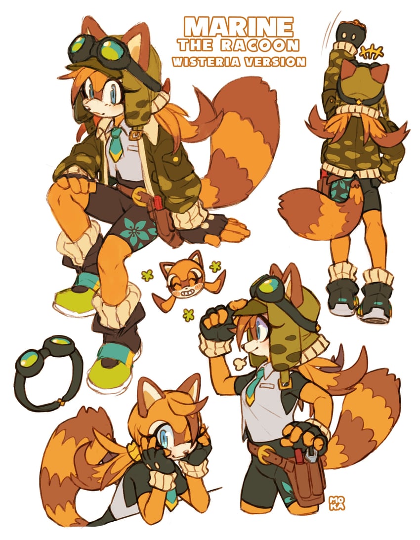 marine the raccoon (sonic and 1 more) drawn by moka_(coffeebear-sama)