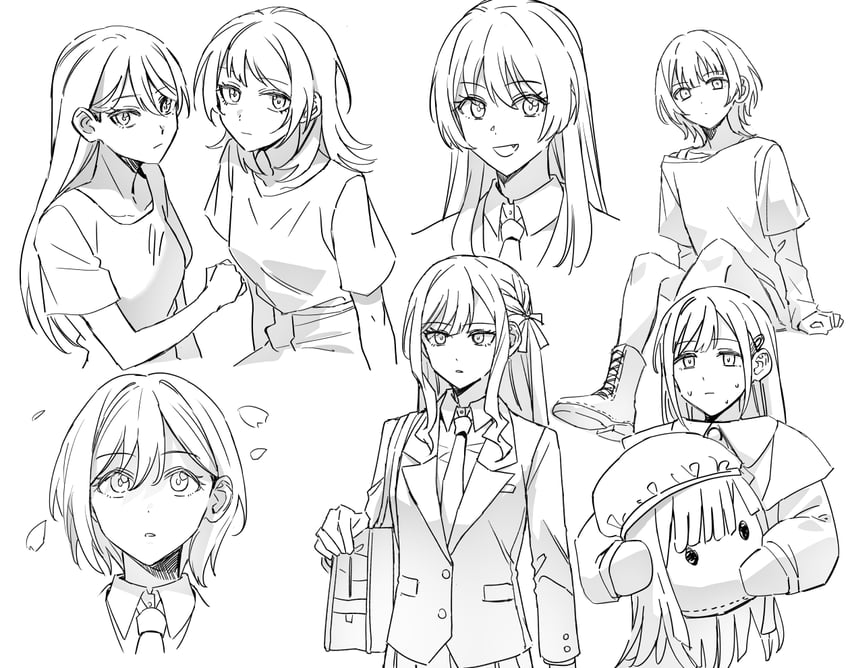 chihaya anon, togawa sakiko, shiina taki, wakaba mutsumi, yahata umiri, and 3 more (bang dream! and 1 more) drawn by akni