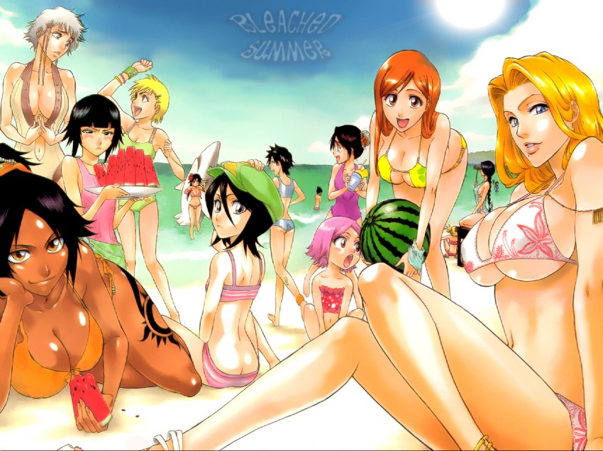 kuchiki rukia, shihouin yoruichi, inoue orihime, matsumoto rangiku, sui-feng, and 10 more (bleach) drawn by kubo_tite