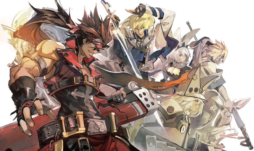 ramlethal valentine, elphelt valentine, sol badguy, ky kiske, and sin kiske (guilty gear and 1 more) drawn by banpai_akira