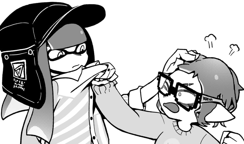 inkling player character and inkling girl (splatoon and 1 more) drawn by yunxd