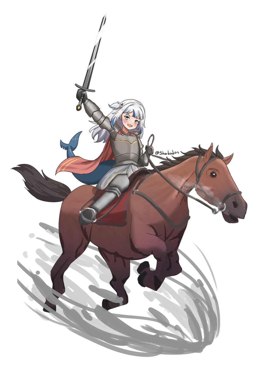 gawr gura (hololive and 1 more) drawn by sharkudon