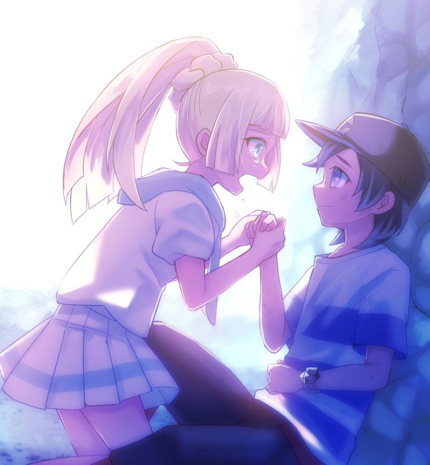 lillie and elio (pokemon and 1 more) drawn by ric