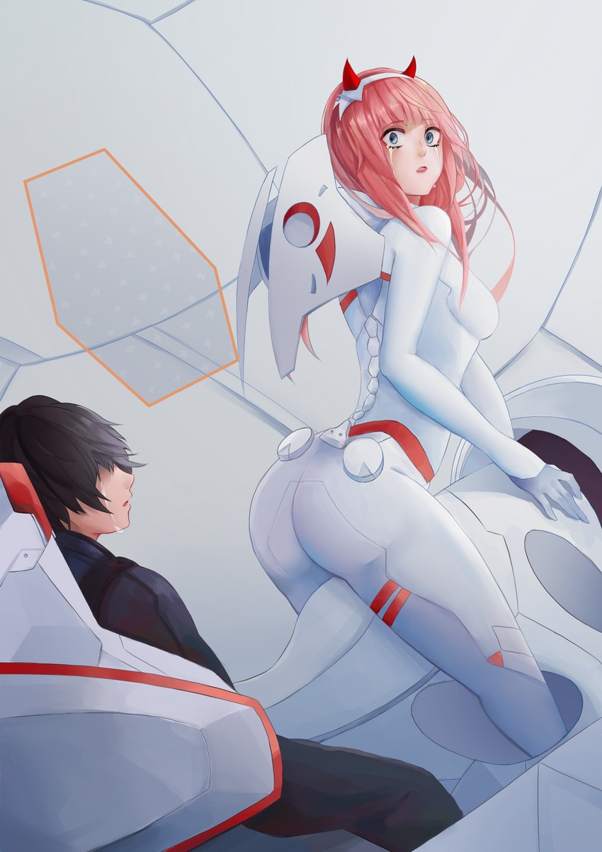 zero two and hiro (darling in the franxx) drawn by rabitou