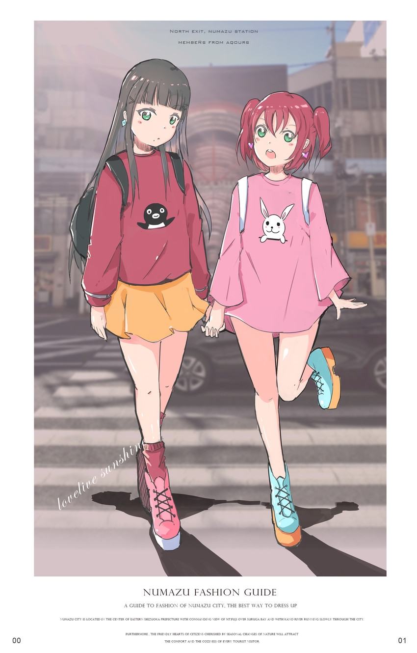 kurosawa dia and kurosawa ruby (love live! and 1 more) drawn by qianqian