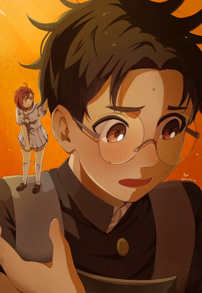 ayase momo and takakura ken (dandadan) drawn by moufu_00
